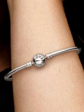 Pandora Logo Clasp Bangle Sterling silver